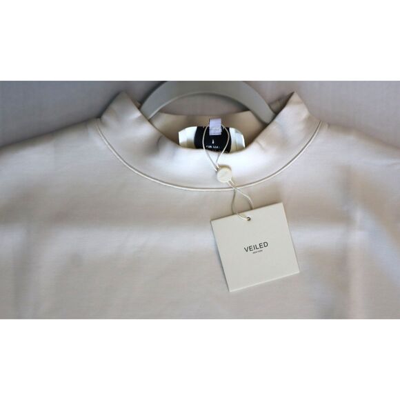VEILED New York Women's Sz S Ivory Mock Neck Lounge Sweatshirt - Picture 10 of 13